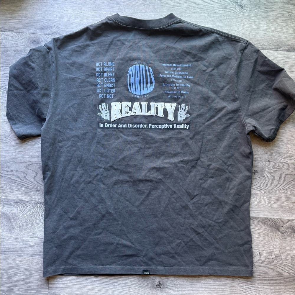 Thrills Gray and Blue Short Sleeve Tees